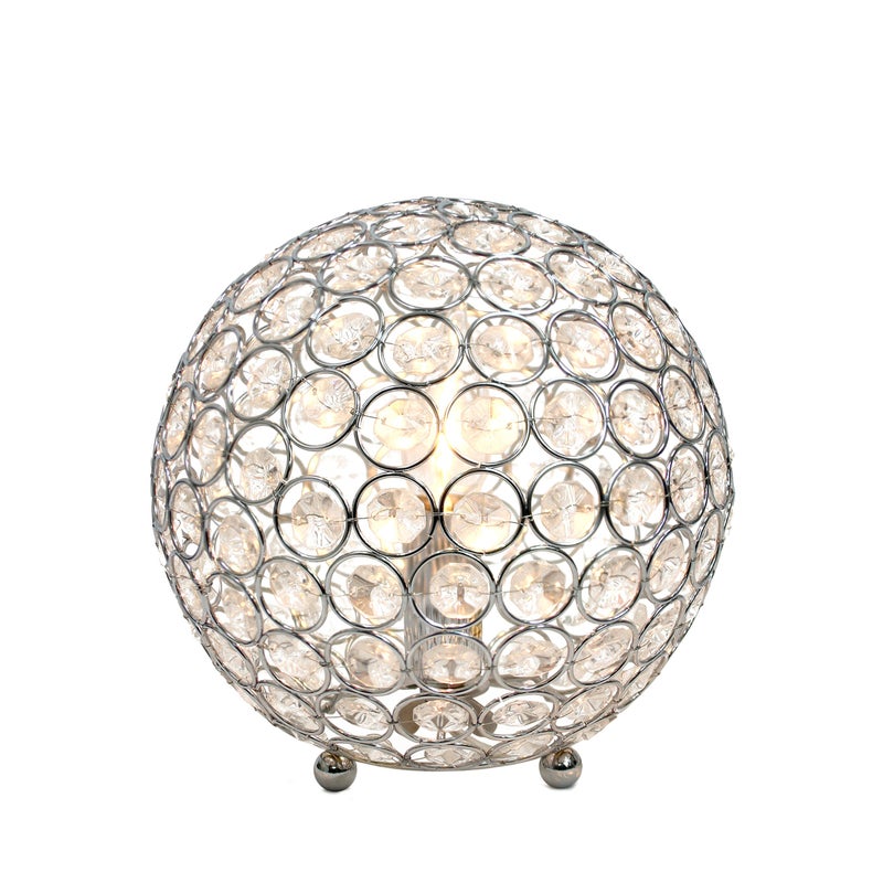 Elegant Designs LT1026-CHR 8" Elipse Crystal Collection Metal Crystal Ball Sequin Table Desk Lamp for Accent Lighting, DÃ©cor, Living Room, Chrome - Image 4
